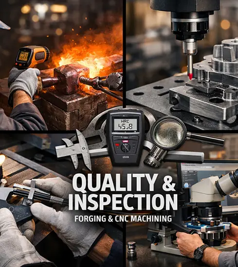 Quality and inspection process at Kovai Forge manufacturing facility in Coimbatore